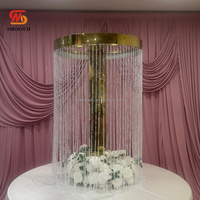 Support de fleurs en or brillant personnalisé, nouveau, pour mariage, centre de table en métal, support doré pour décoration de table de mariage