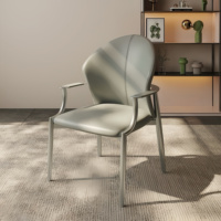 Chaise de salle à manger en cuir de luxe léger italien, épaississement, nouvelle arrivée 2025, dossier, maison, haut de gamme, hôtel, négociation, thé