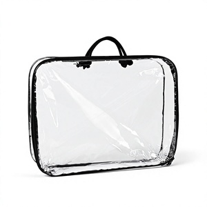 Custom Transparent Plastic PVC Zipper Bedding <b>Pillow</b> Quilt Cover Carrier Bag for Packing Bed Sheet With Rope Handle - Product Image 1