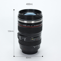 Vente en gros de tasse à eau pour objectif d'appareil photo en acier inoxydable de 400ml pour les fêtes tasse à café tasse de voyage bouteille isolée à double paroi
