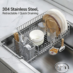 Scolapiatti Retrattile in Acciaio Inox <span class=keywords><strong>a</strong></span> Singolo Livello, <span class=keywords><strong>Salvaspazio</strong></span> per <span class=keywords><strong>Cucina</strong></span> - Product Image 1