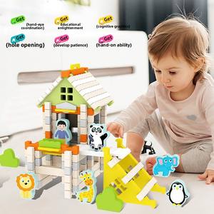 Luban, Educación Temprana, juguetes de madera, mortaja, juego de bloques de construcción de espiga para niños, construcción de <span class=keywords><strong>casa</strong></span> de <span class=keywords><strong>arquitecto</strong></span>, construcción de rompecabezas familiar - Product Image 1