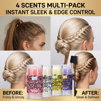 Bâton de cire coiffante pour cheveux à marque privée avec brosse à bords, parfum cantaloup, pour dompter les mèches rebelles et lisser la ligne des cheveux, 30g
