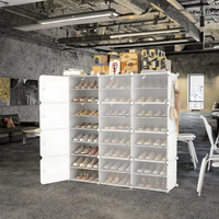 Armoire modulaire portable en métal à trois niveaux pour vêtements et chaussures, organisateur de rangement peu encombrant, Armoire Cube Profonde DIY