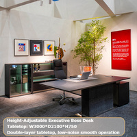 Bureau de direction motorisé à hauteur réglable, bureau à double plateau, mobilier de bureau pour patron, directeur, PDG