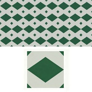 Carrelage en <span class=keywords><strong>ciment</strong></span> à motif géométrique diamanté 200x200mm vert antidérapant imperméable pour la décoration des sols et des murs de cafés, restaurants et hôtels - Product Image 1