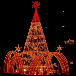 New year metal <b>red</b> ribbon star spiral <b>light</b> Christmas tree outdoor <b>light</b> for Christmas tree - Product Image 3