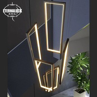 Haute Qualité Villa Hôtel Bar Escalier Long Rectangle Intérieur Or Moderne Led Lustre Lumières
