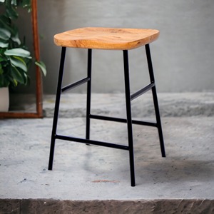 Taburete alto de madera maciza Vintage nórdico, cómodo MARCO DE Metal Simple moderno, restaurante, comedor, sala de estar, silla de Bar al aire libre - Product Image 6