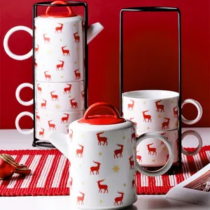 LEXI China lieferant fabrik direkt großhandel haushaltswaren 2020 heiße neue produkte angepasst porzellan teekanne für weihnachten