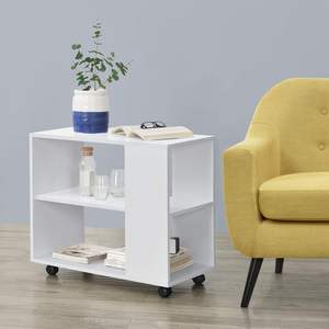 Table d'appoint moderne simple Table basse Lampe de rangement Étagères à 2 niveaux Bibliothèque <span class=keywords><strong>sur</strong></span> roues - Product Image 5
