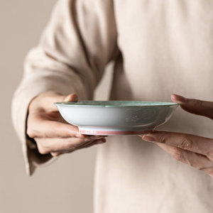 Hand Painted Reed Ceramic Teapot Stand Sprinkled Green Traditional Chinese Style <b>Tea</b> <b>Set</b> Accessory Dehua Craft - Product Image 1
