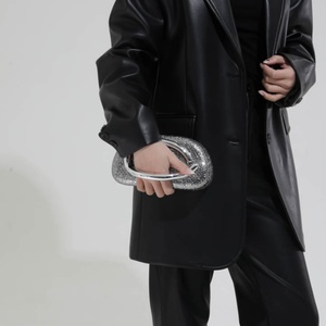 Sac à main de soirée de luxe pour femme, pochette de <span class=keywords><strong>mariage</strong></span> tendance avec poignée métallique, chaînes et décorations en cristal, en polyester imperméable - Product Image 3