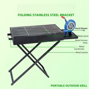 Barbecue au charbon de bois pliable pour l'extérieur avec souffleur d'air manuel, réchaud de <span class=keywords><strong>camping</strong></span> portable - Product Image 6