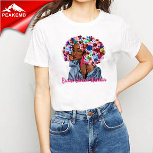 아름다운 꽃 유방암 전사 소녀 면 여성 탑 블라우스와 t 셔츠 - Product Image 3