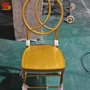 SMOOTH Classic Gold Metal Hotel <b>Chair</b> Solid Back <b>Stackable</b> Modern Design Indoor Outdoor <b>Chair</b> for Wedding Event Decor - Product Image 2