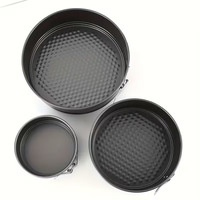 Ensemble de 3 moules à gâteau circulaires en acier au carbone antiadhésifs, fond amovible, résistants au four, pour pizza, pâtisserie maison