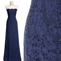 Tissu en dentelle brodée de 3 m avec strass en verre, matériau de dentelle haut de gamme pour robe de mariée sur mesure