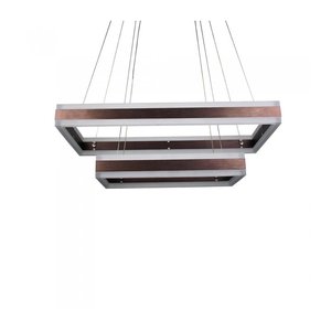 Rechthoekige LED-hanglamp Koffiebruin Dubbele ring 600X300mm 400X200mm 3000K 100W Dimbaar Triac Warm wit licht Postmodern - Product Image 1