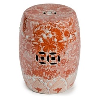 Tabouret décoratif en céramique Jingdezhen, en porcelaine rouge sous glaçure, imperméable et durable, motif dragon et pivoine peint à la main, pour jardin