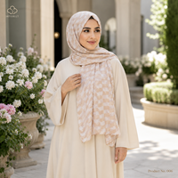 Nouvel arrivage : Hijab en modal ondulé à motif damier marron latte mat, résistant aux plis et fluide, pour femmes musulmanes