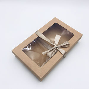 Hochwertige Kraftpapier-Fensterverpackungsbox mit Band für Socken, Unterwäsche, BHs, Leggings, Kleidung zum Versand und für Geschenke - Product Image 4