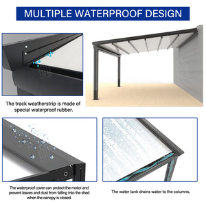 Pérgola de Aluminio para Exteriores <span class=keywords><strong>3x3</strong></span> con Techo Retráctil, Moderna Bioclimática Motorizada para Jardín, Patio o Terraza - Product Image 2