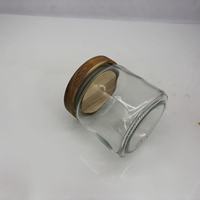 Klares Gerades Glas-Aufbewahrungsglas mit Holzdeckel Mehrzweck-Leerglasbehälter für Süßigkeiten Duftkerzen-Verpackung