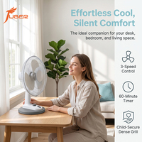 Ventilateurs oscillants de table silencieux à 3 vitesses de 16 pouces pour la salle d'étude, la lecture, inclinaison réglable, débit d'air élevé, ventilateur oscillant de bureau à 5 pales
