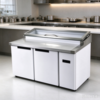 Réfrigérateur de préparation de pizzas durable et silencieux en acier inoxydable 201, 8 bacs GN, double porte, pour pizzeria, bistro, restauration
