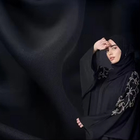 Offre Phare Nida Satin 100% Polyester Noir Jais Abaya Femme Écologique Extensible à Mémoire de Forme pour le Marché d'Arabie Saoudite Dubaï Filles
