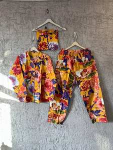 Conjunto de Pijama Hecho a Mano 100% Algodón, Pijama de Algodón Suave con Estampado Floral - Product Image 5