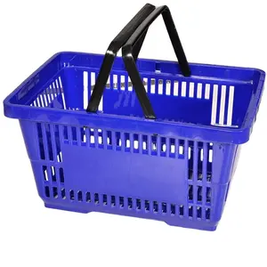 Popular grocery store shopping basket supermarket plastic handle shopping basket supermarket basket for shelves