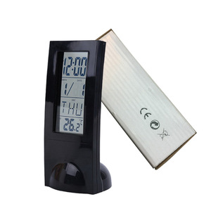 Lcd Transparent Perpetual Calendar <b>Clock</b> With Thermometer And Hygrometer Alarm Vertical Silent <b>Battery</b> Operated Desk <b>Clock</b> - Product Image 1
