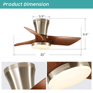 Quạt Trần Hiện Đại với đèn LED, lưỡi gỗ & đế kim loại, hoạt động im lặng cho gia đình/văn phòng - Product Image 2