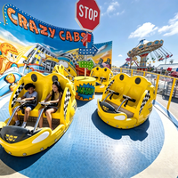 Manèges de parc d'attractions sur le thème du fête foraine : Mini Break Dance, Crazy Cabs, Rotary