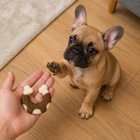 Jouet à mâcher pour chien, os en cuir de bœuf et nylon en forme de fer à cheval pour chiens de petite et moyenne taille, jouet à mâcher durable pour nettoyer les dents des chiens
