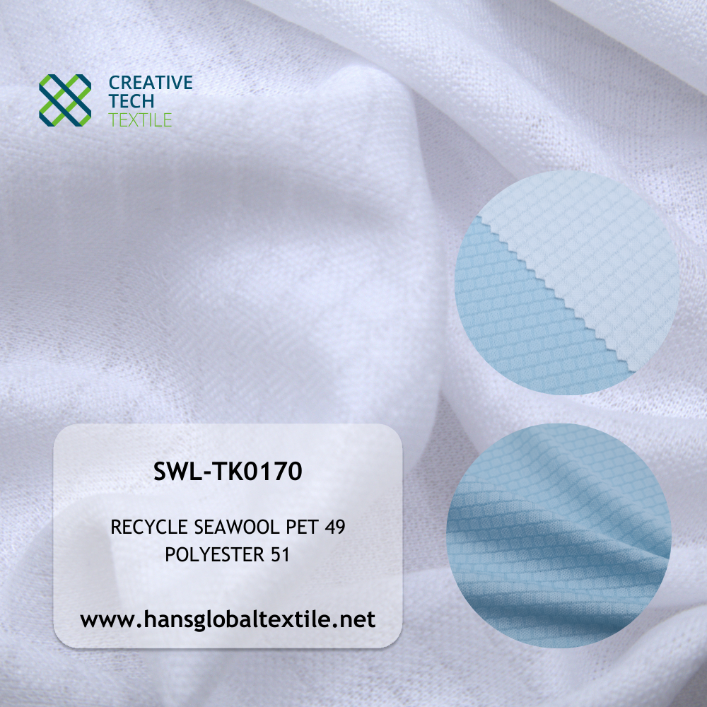 SWL-TK0170 Taiwan Quality Medium Weight Quick Dry Sustainable Recycle Seawool Pet Blended For Anti-Odor T-Shirts