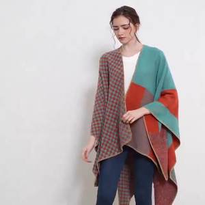 130X150cm mujeres Navidad alce copo de nieve Floral bufanda chal moda grueso cálido doble cara tejido chal Split Cape - Product Image 2