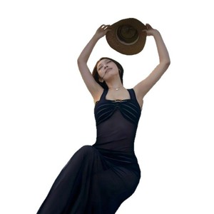 Traje de Baño de Una Pieza, Sexy, Azul Oscuro, Transparente, Transpirable, de Secado Rápido, con Malla, para <span class=keywords><strong>Playa</strong></span> - Product Image 5