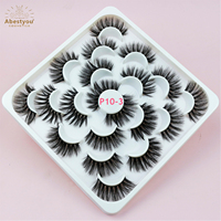 Abestyou 10 Paires Kits d'Extensions de Cils Naturels 6D en Bande Complète, Faux Cils Ailés 6D en Bande Entière, Cils Premium