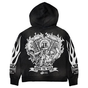 Sudadera con Capucha de Estilo Vintage para Invierno 2024, 500g, de Alta Calidad, Lavada al Ácido, con Logotipo Personalizado Estampado, Sudadera con Estampado Puff, 100% Algodón - Product Image 4