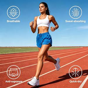Shorts de sport à séchage rapide pour femmes, coupe ample, fentes latérales, taille à cordon, respirant, en polyester, pour fitness et gym, faible MOQ - Product Image 5