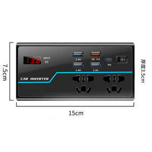 อินเวอร์เตอร์ในรถยนต์ 12V 24V เป็น 110V 220V พร้อมหน้าจอดิจิตอล พอร์ต USB C หลายช่อง สำหรับใช้ในรถยนต์ - Product Image 3