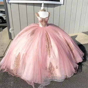 Pink Tulle Ball Gown Sweetheart Neckline Empire Waist 3D Embroidery Evening Dress For 18 Year Old Adult Formal Wear - Product Image 4