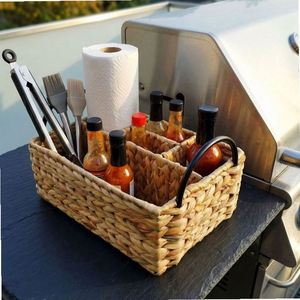 Raffia-Fransen-Tragetasche, kleiner geflochtener Korb, rund, mittelgroß, Osterkirsche, Seegras-Set, Boho-Seegras, 2-stöckiger Obstkorb, 8,5L, faltbar - Product Image 5