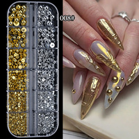 12 Grilles de Breloques Mixtes en Alliage pour Ongles, Perles Demi-Rondes 3D pour la Décoration DIY de Bijoux d'Ongles pour Femmes, Manucure