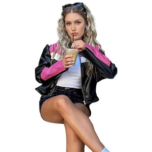 <span class=keywords><strong>King</strong></span> Mcgreen Star automne et hiver femmes nouvelle mode col debout tendance contraste couleur Slim Fit stéréoscopique <span class=keywords><strong>manteau</strong></span> en cuir - Product Image 1