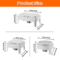 Juego de Platos Calentadores Eléctricos para Buffet con Tapa Abatible, 9L, Color Blanco, Calentador de Alimentos, Equipo de Cocina para Hoteles y Restaurantes