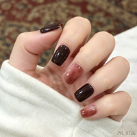 Vente en gros de faux ongles courts carrés en ABS personnalisés, couleur bordeaux ombrée, pré-dessinés, 24 pièces